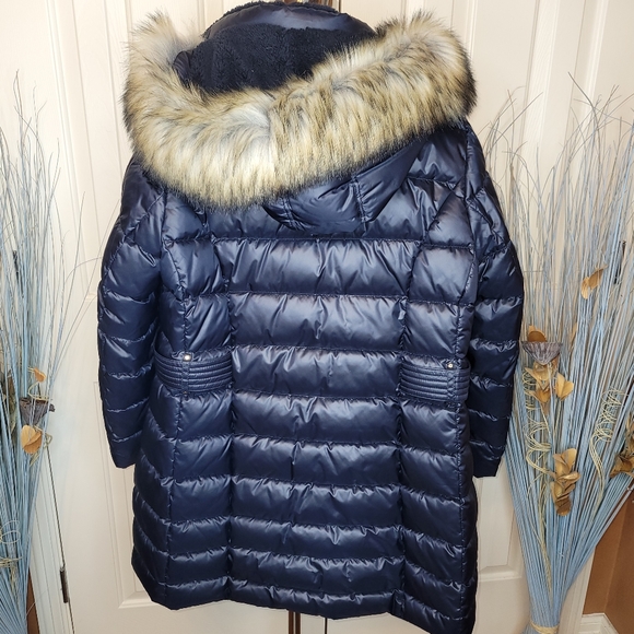 Laundry puff mid thigh coat, 1X, dk blue - Picture 11 of 12